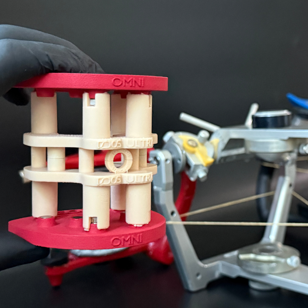 Flex plates stacked with the calibrator between them.